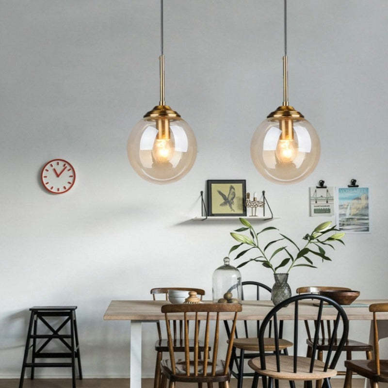 Wobirer Designer Bubble Glass Pendant Light, Smoke/Clear/Amber