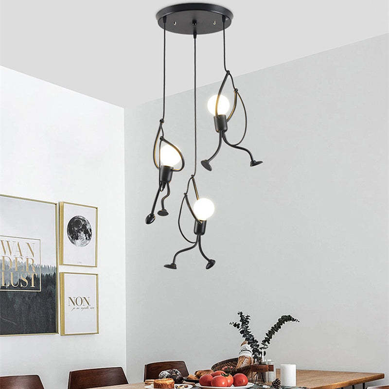 Esi Retro Modern Iron Man Pendant Light, Black-Relic Pieces