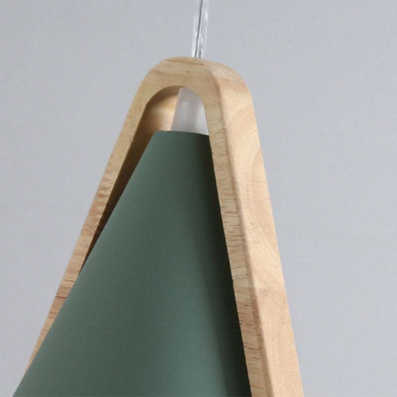 Jegogas Modern Cone Pendant Light, Wood/Metal