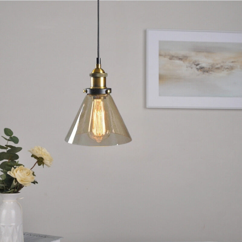 Teni Industrial Glass Pendant Light Clear/Amber/Smoke Grey-Relic Pieces
