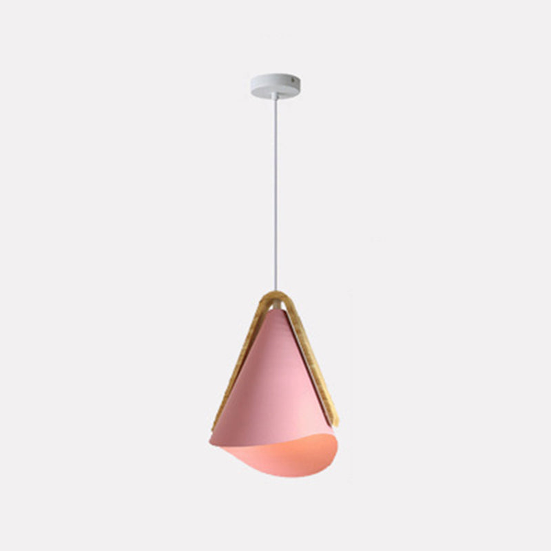 Jegogas Modern Cone Pendant Light, Wood/Metal