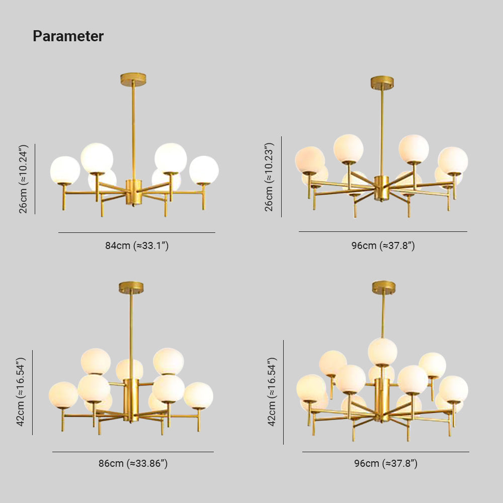 Bubarun Modern Globe Bubble Metal/Glass Pendant Light, Gold/Black