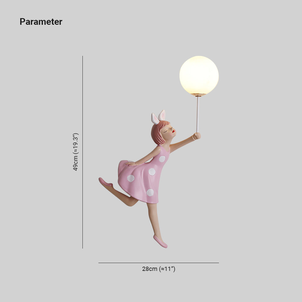 Nulitan Modern Balloon/Girl Shape Pink Wall Lamp