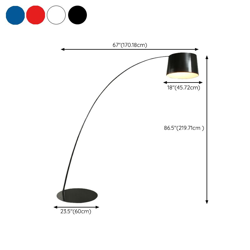 Cenerok Floor Lamp Cool Modern, Metal Arc, Black/White/Red/Blue, Bedroom