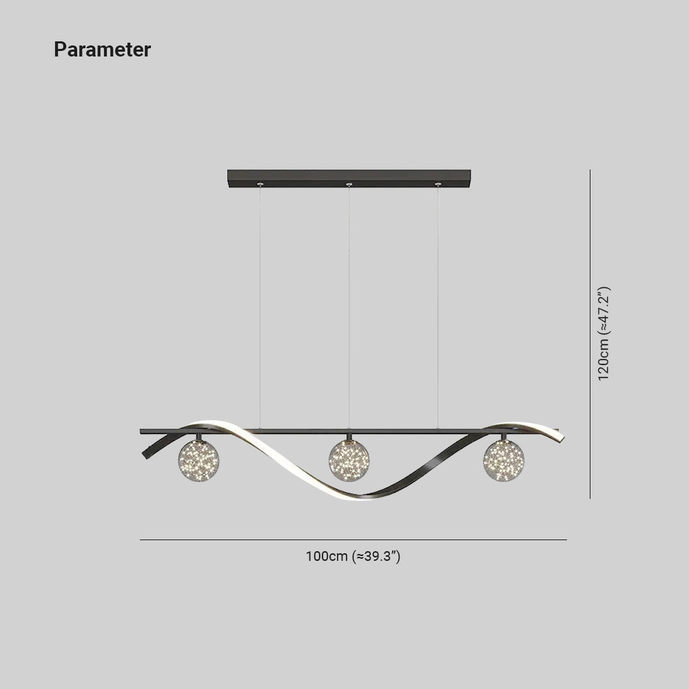 Junutas Graceful Arc with Glass Globes Pendant Light