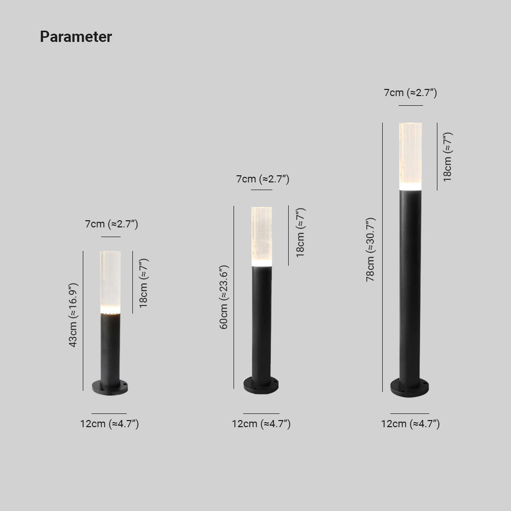 Fodadem Metal Cylindrical Outdoor Path Light, Black