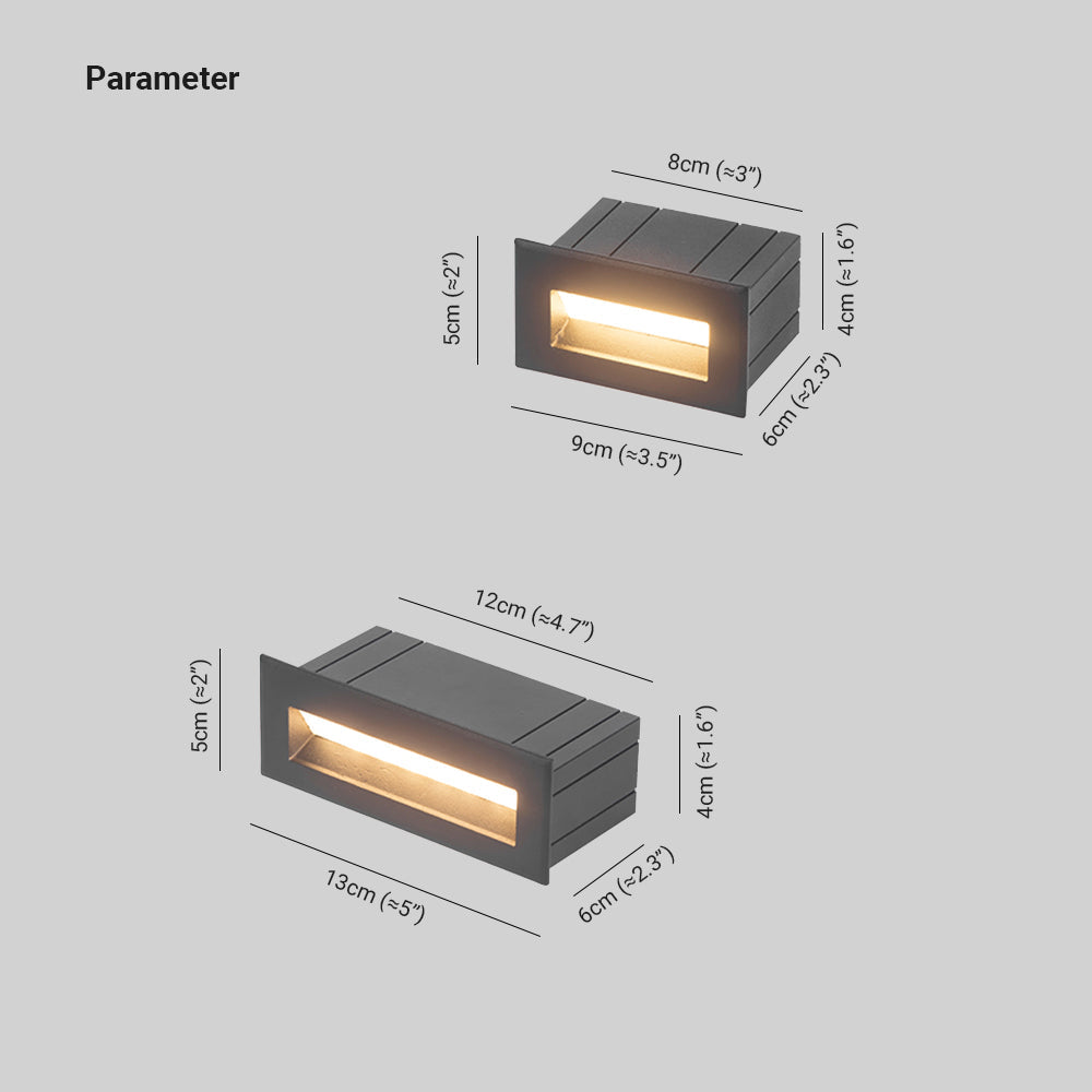 Lesaper Modern Metal Rectangular Outdoor Deck/Step Light, Black