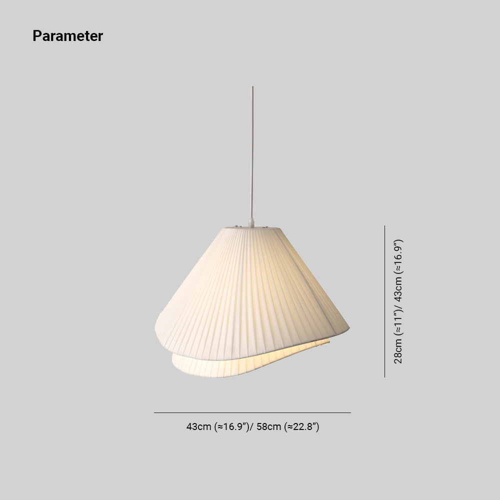 Libobir Minimalist Double Overlap Fabric LED Pendant Light, White
