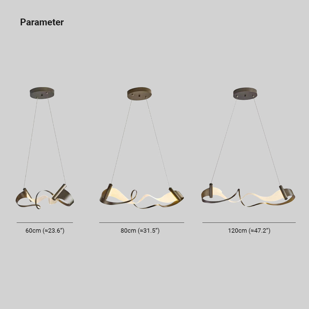 Pumesas Metal Gold Pendant Light, Wavy Shape