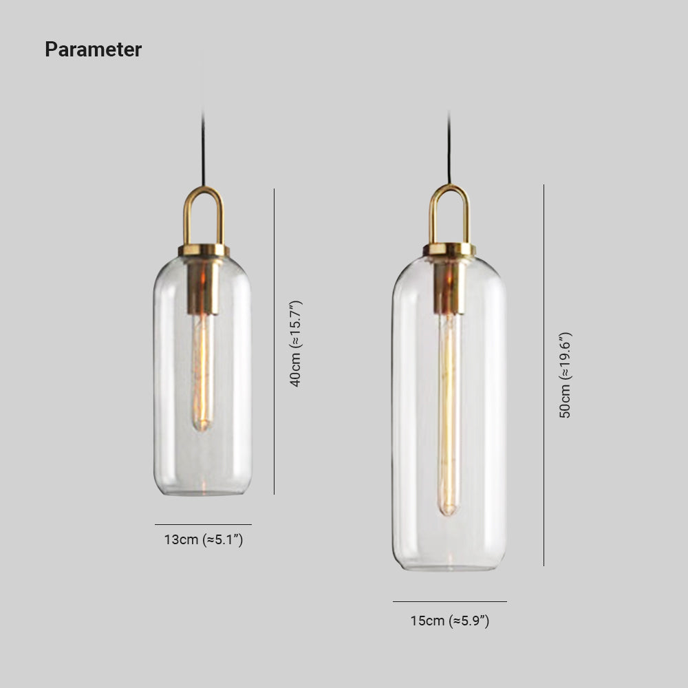 Lumusos Clear& Glass Cylinder Pendant Light, 2 Color