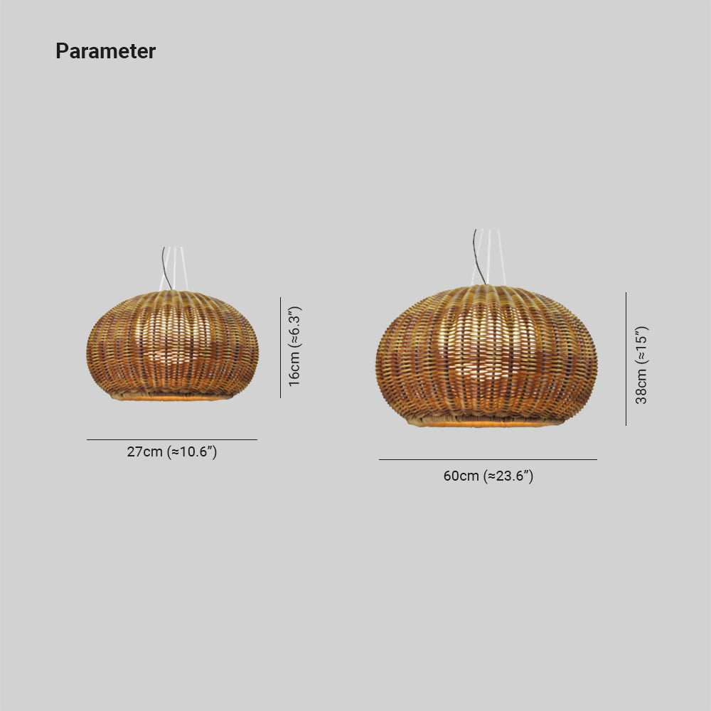 Wisenel Retro Lantern Gold Pendant Light, Bamboo/
