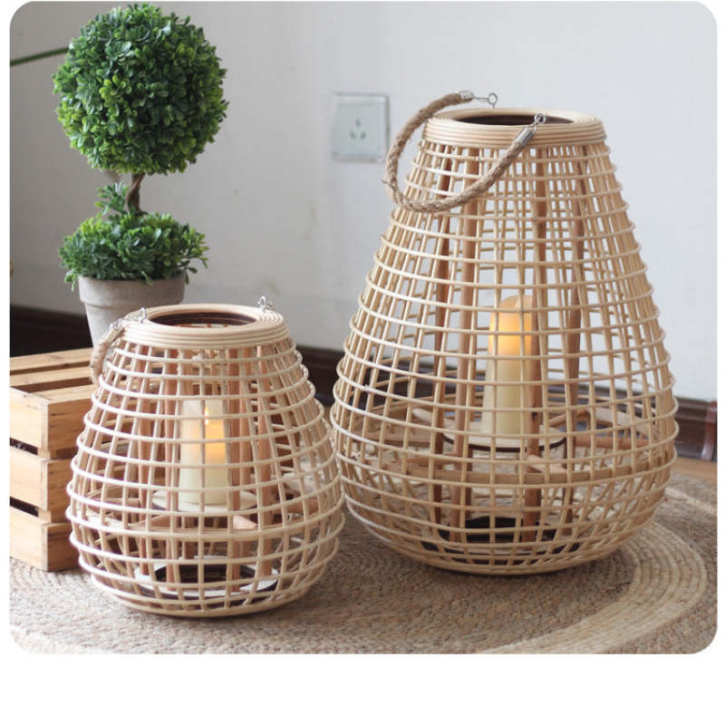 Mirudat Floor Lamp, Wood & Rattan