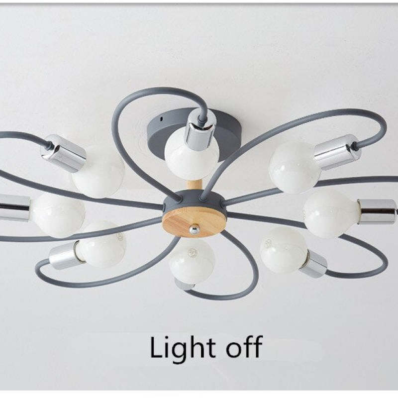 Vusumak Elegant Metal/Glass Flush Mount Ceiling Light, Grey/Green