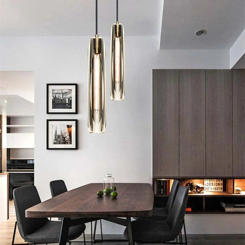 June Brass Designer Glass Pendant Lamp Smoky-Relic Pieces