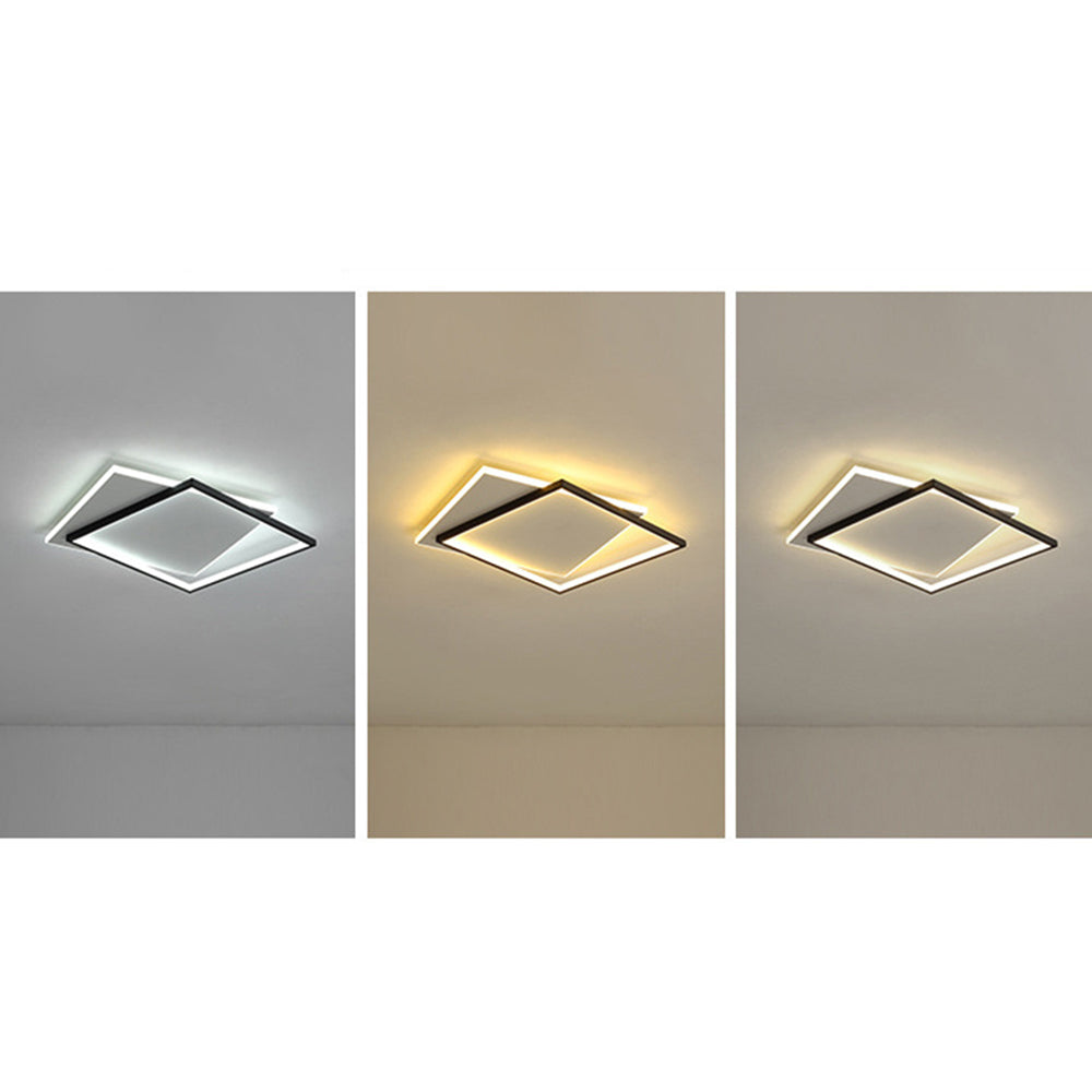 Mabugar Modern Square/ Round Flush Mount Ceiling Light, Black with White