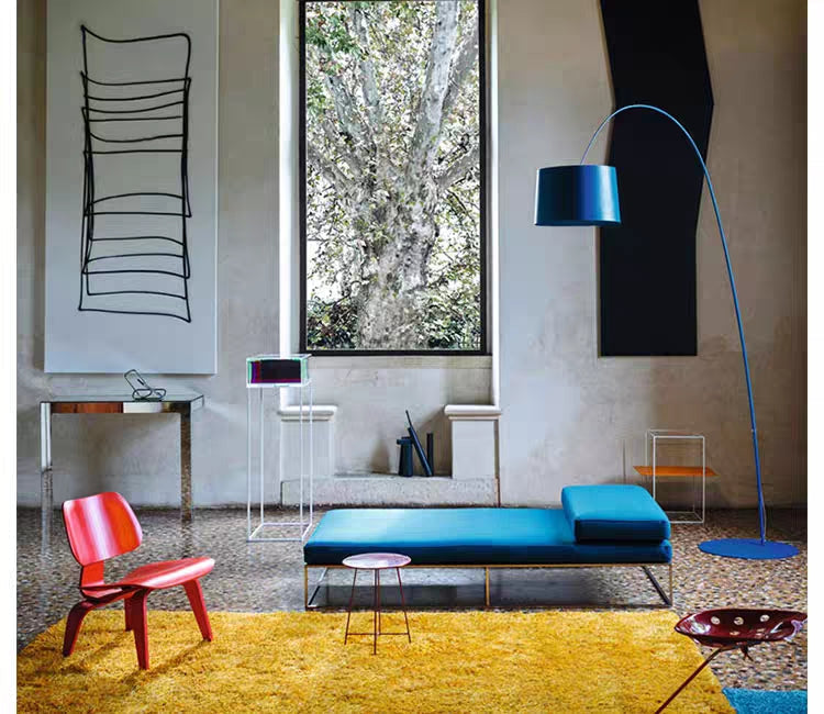 Cenerok Floor Lamp Cool Modern, Metal Arc, Black/White/Red/Blue, Bedroom