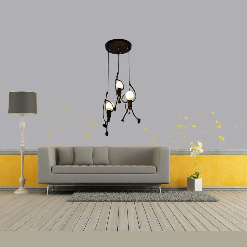 Esi Retro Modern Iron Man Pendant Light, Black-Relic Pieces