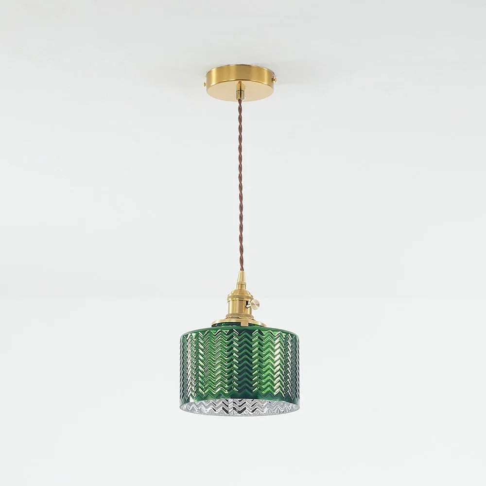 Jisikus Retro LED Pendant Light Metal Green Glass Dining Room