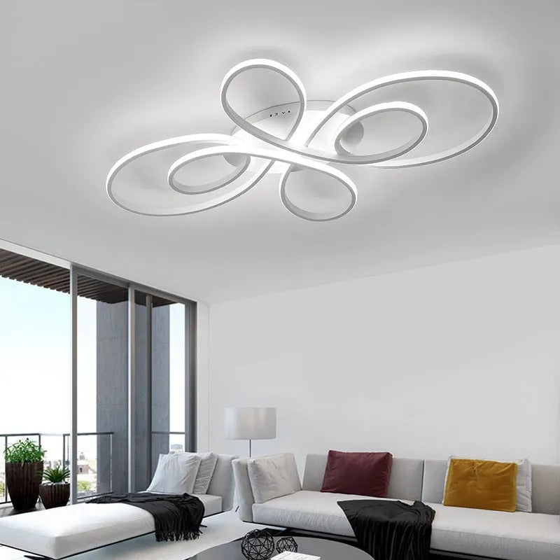 Rori Modern LED Multi Rings Flush Mount Ceiling Light, Brown/White-Relic Pieces