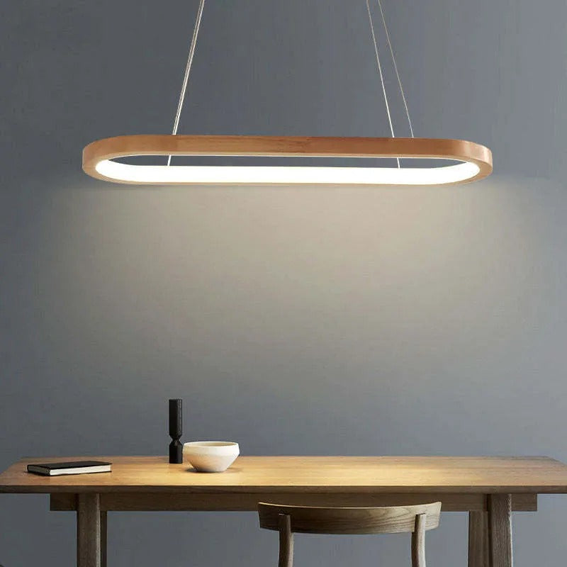 Lyraen Contemporary Oval Wooden Pendant Light-Relic Pieces