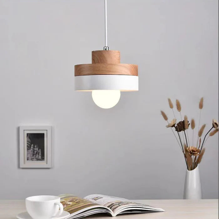 Mepides Minimalist Black & White Wood Geometric Pendant Light