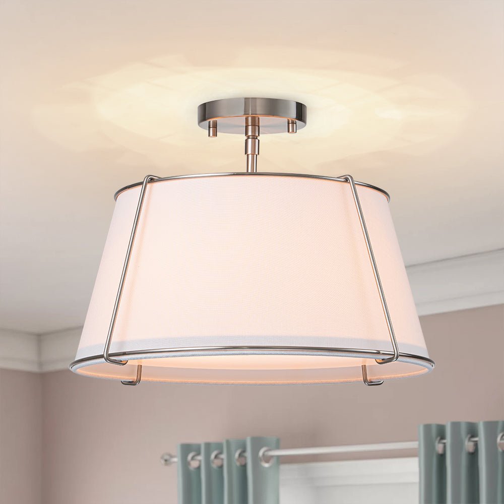 Vesina Linen Semi Flush Mount Ceiling Light-Relic Pieces