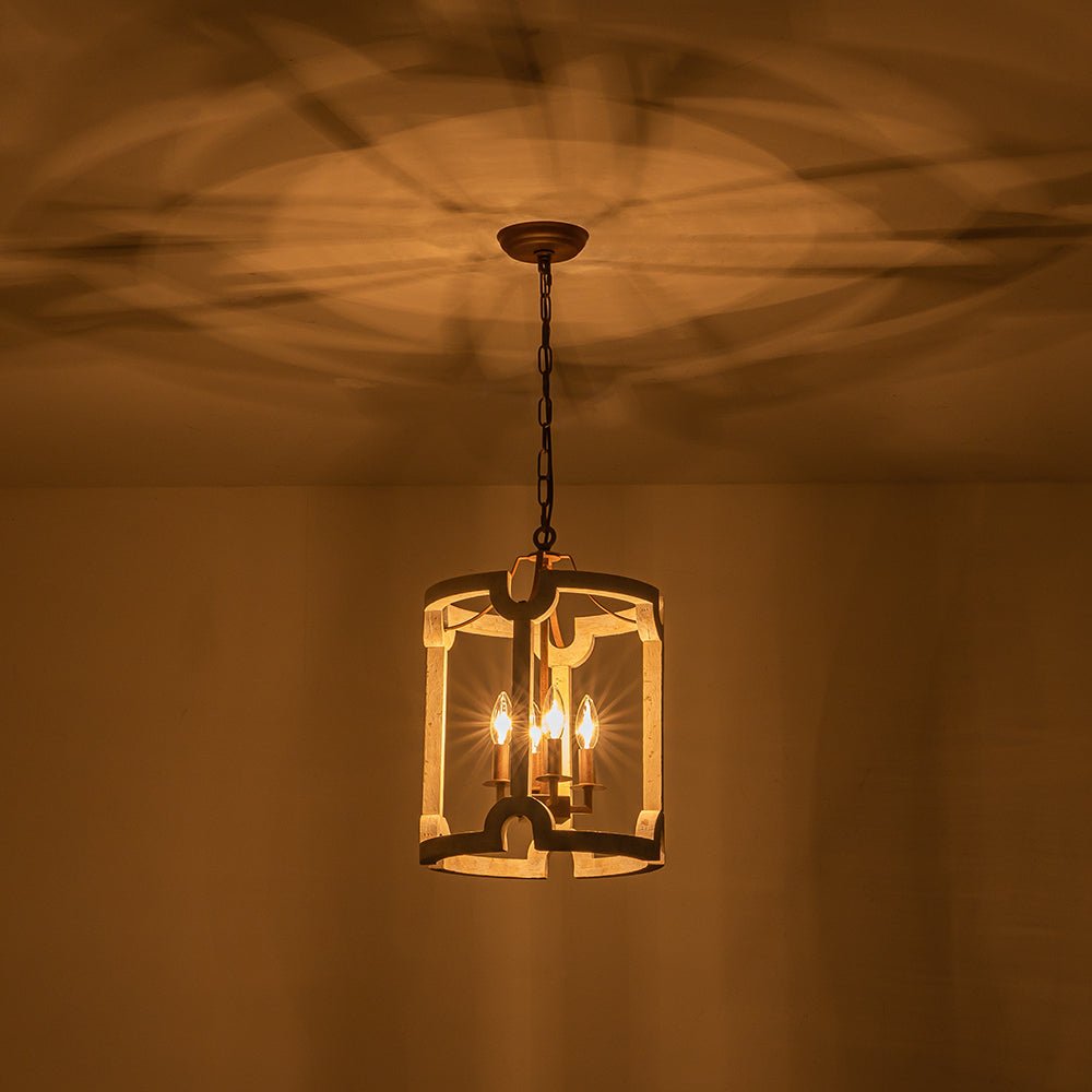 Noreli Farmhouse Wood Cylinder Pendant Light-Relic Pieces