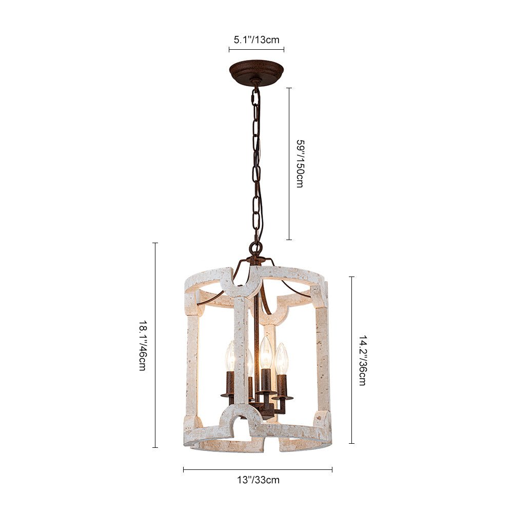Noreli Farmhouse Wood Cylinder Pendant Light-Relic Pieces