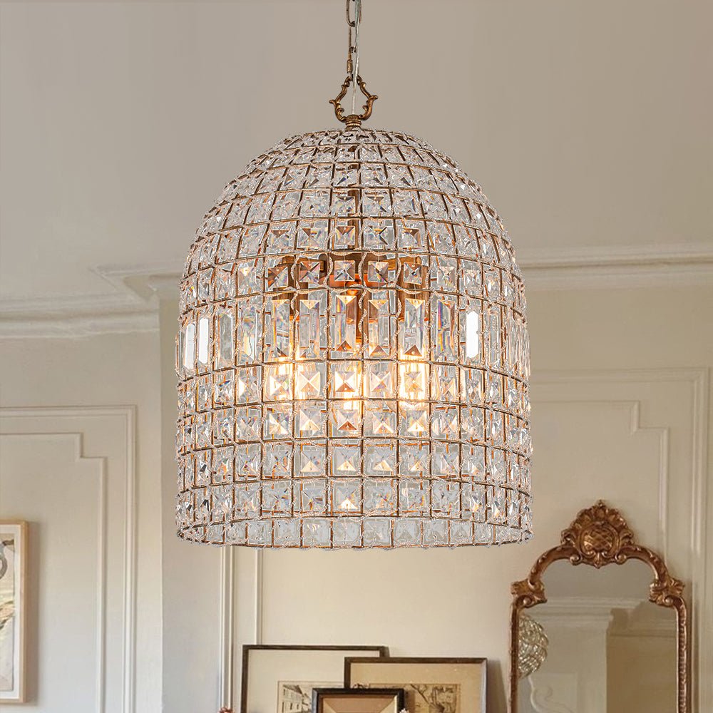 Elvora Antique Brass Crystal Chandelier-Relic Pieces