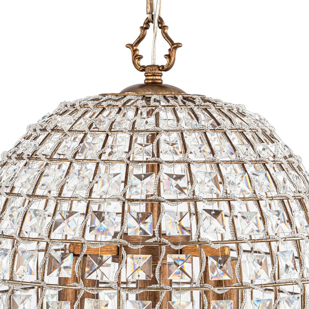 Elvora Antique Brass Crystal Chandelier-Relic Pieces