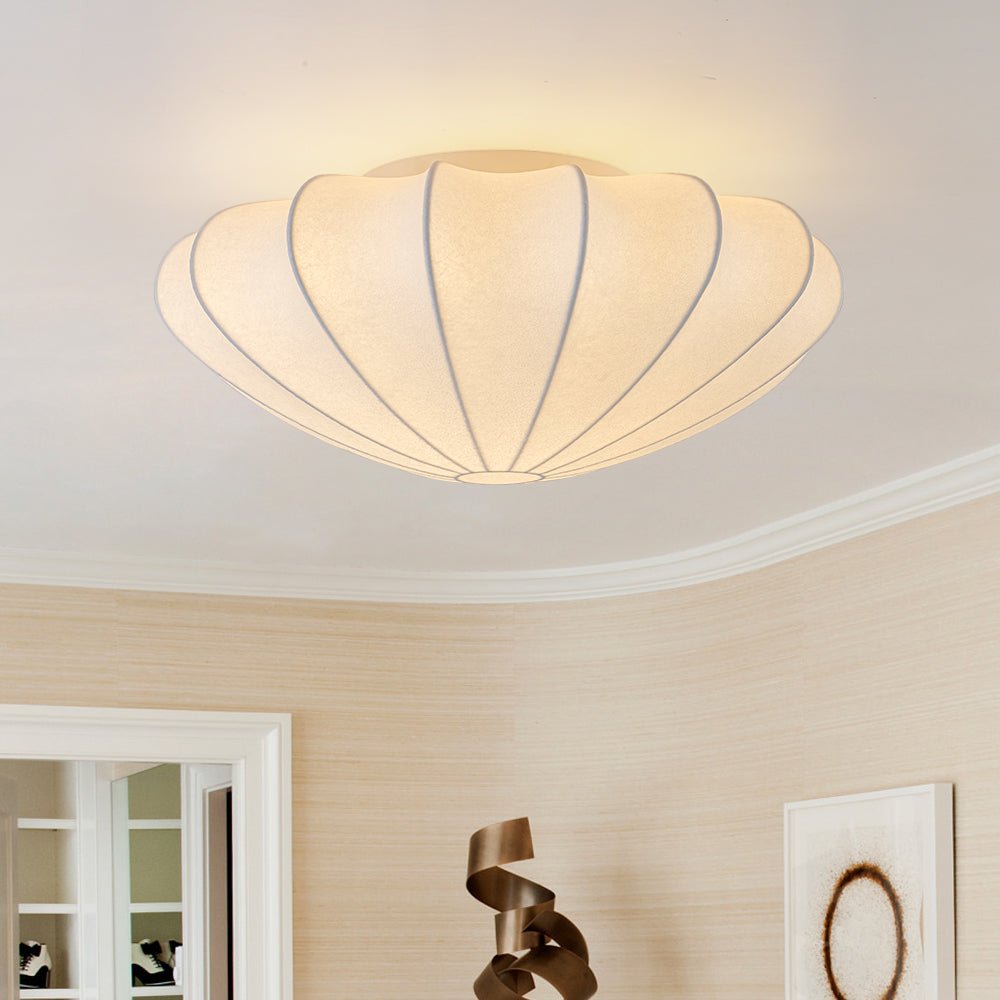 Lunari Mid-Century Modern Silk Flush Mount Light-Relic Pieces