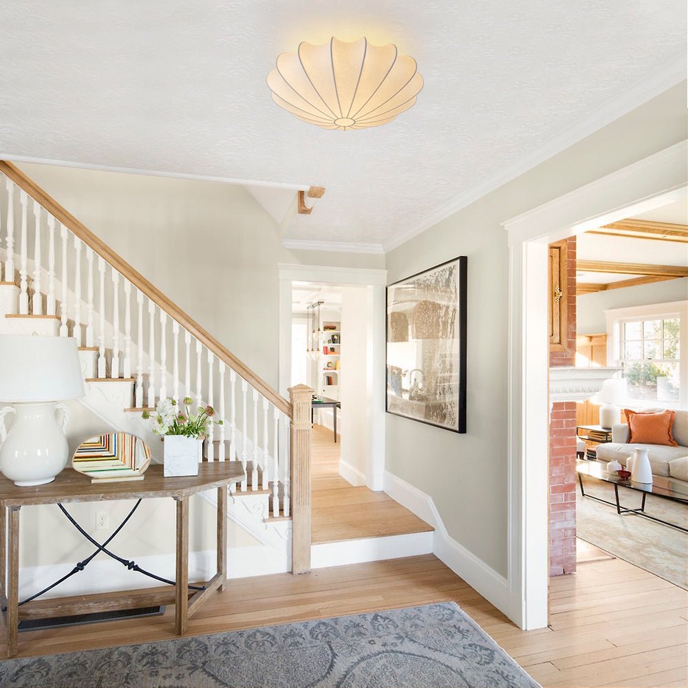 Lunari Mid-Century Modern Silk Flush Mount Light-Relic Pieces