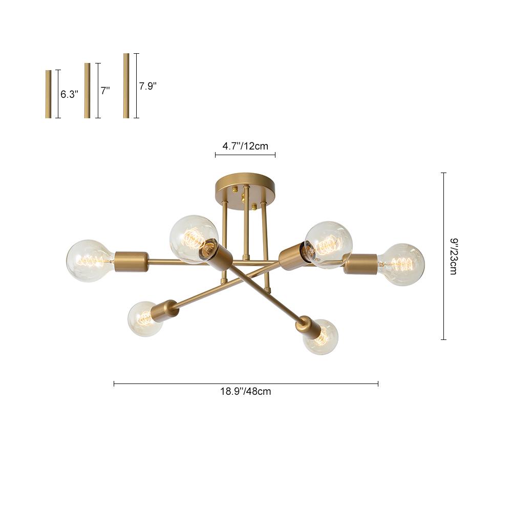 Vallin Modern Brass Semi Flush Mount Chandelier-Relic Pieces
