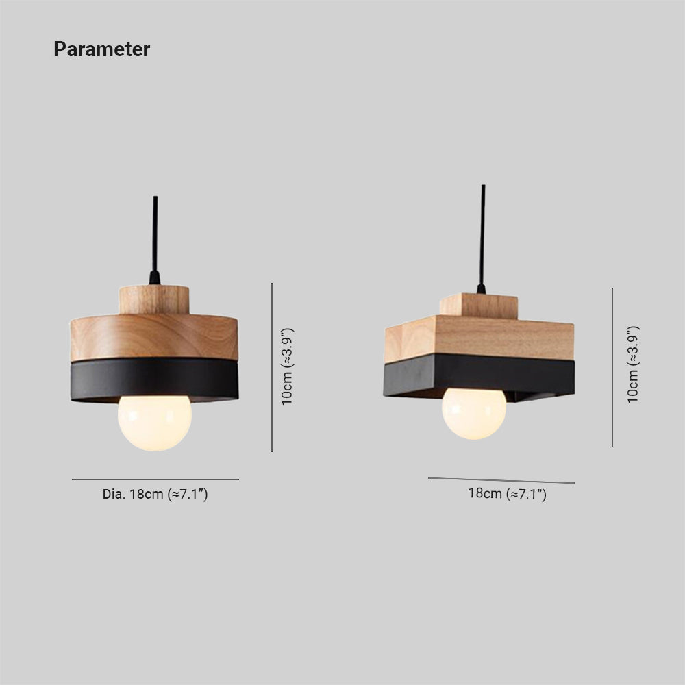 Mepides Minimalist Black & White Wood Geometric Pendant Light