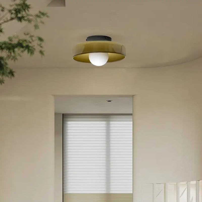 Solven Ceiling Light Drum-Shaped Glass-Relic Pieces