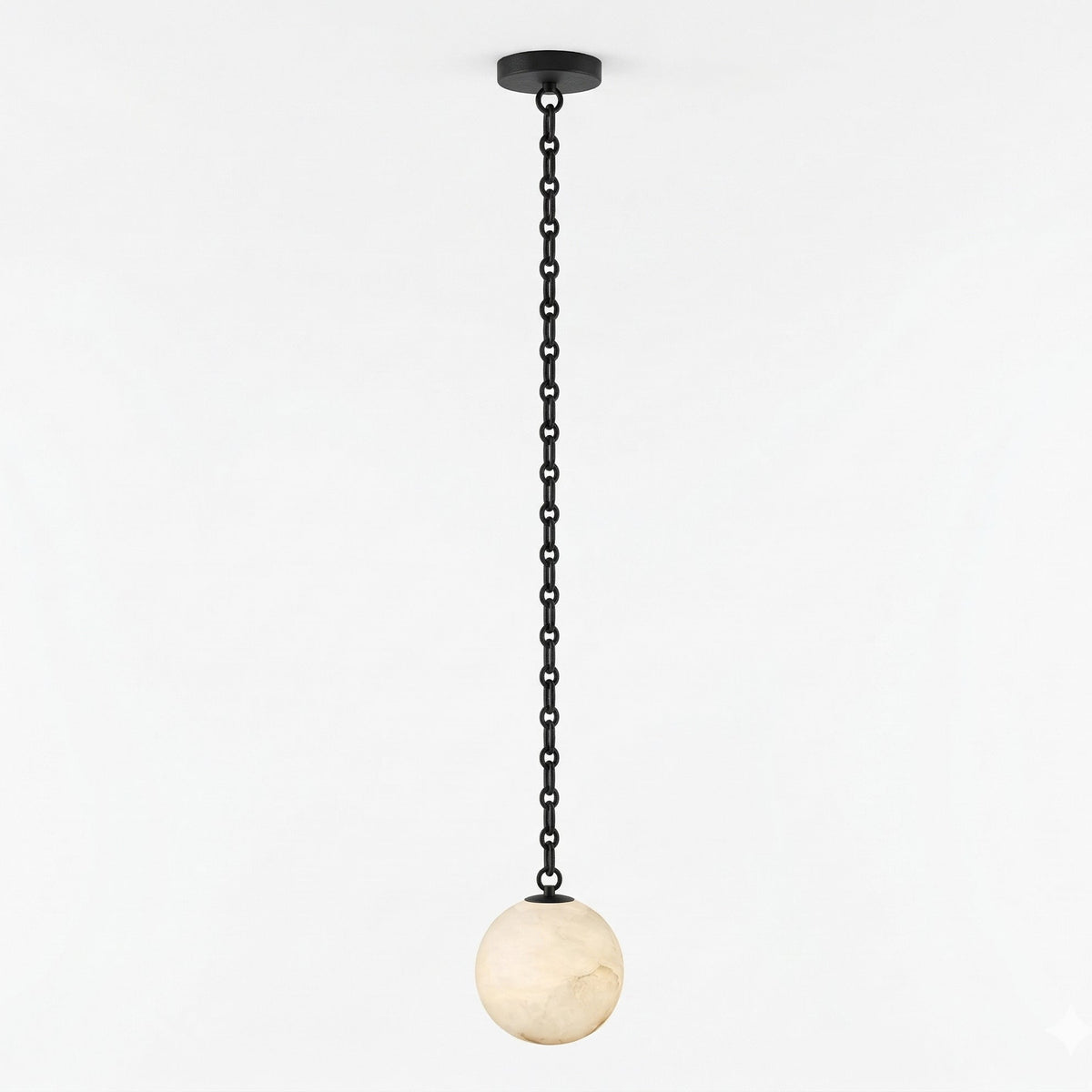 Elarion Industrial Alabaster Orb Chain Chandelier