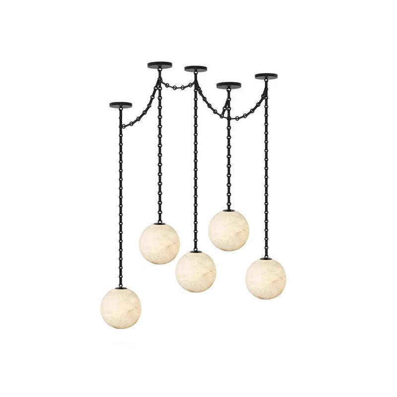 Elarion Industrial Alabaster Orb Chain Chandelier
