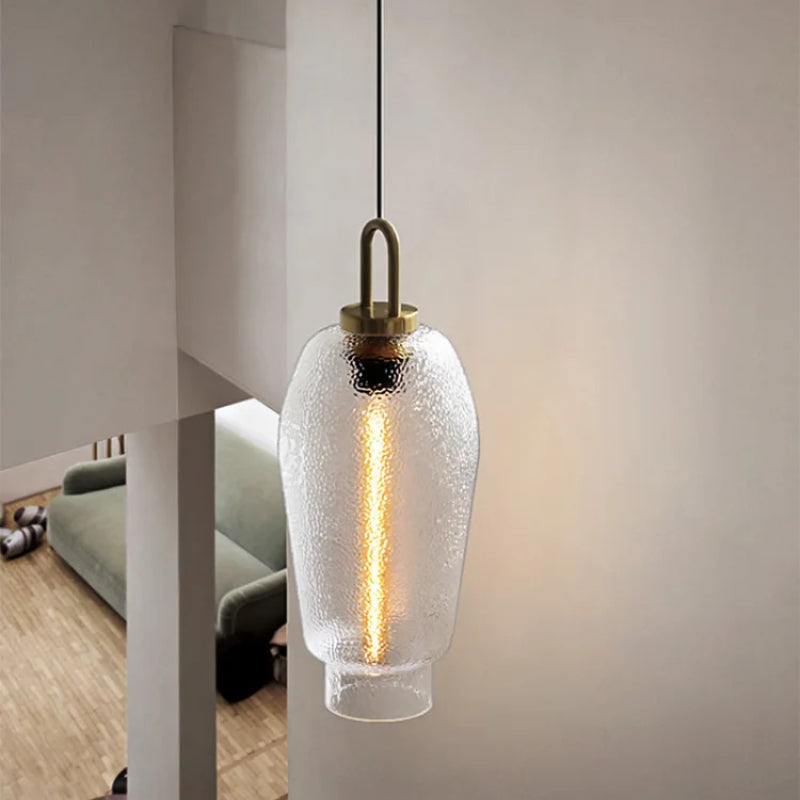 Hakogos Minimalist Blown Frosted Clear Glass Pendant Light
