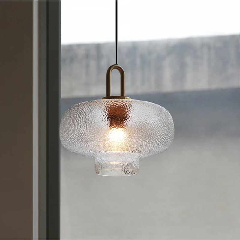 Hakogos Minimalist Blown Frosted Clear Glass Pendant Light