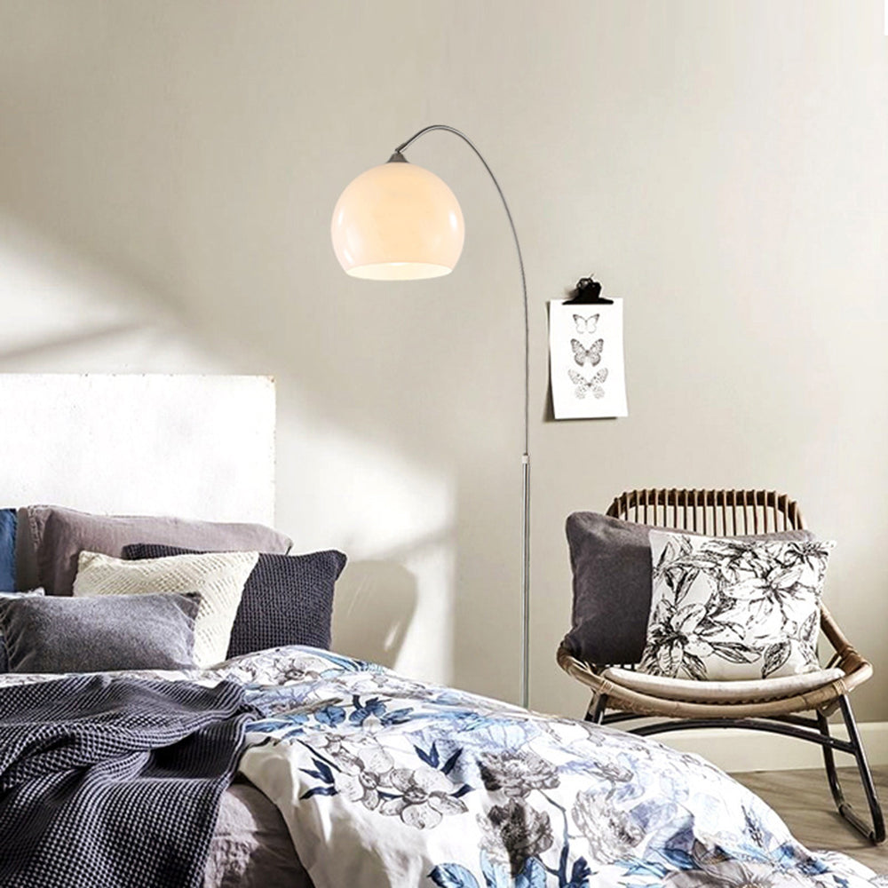 Mibusil Floor Arc Lamp, Tall Floor Light, Modern, Orange/ White
