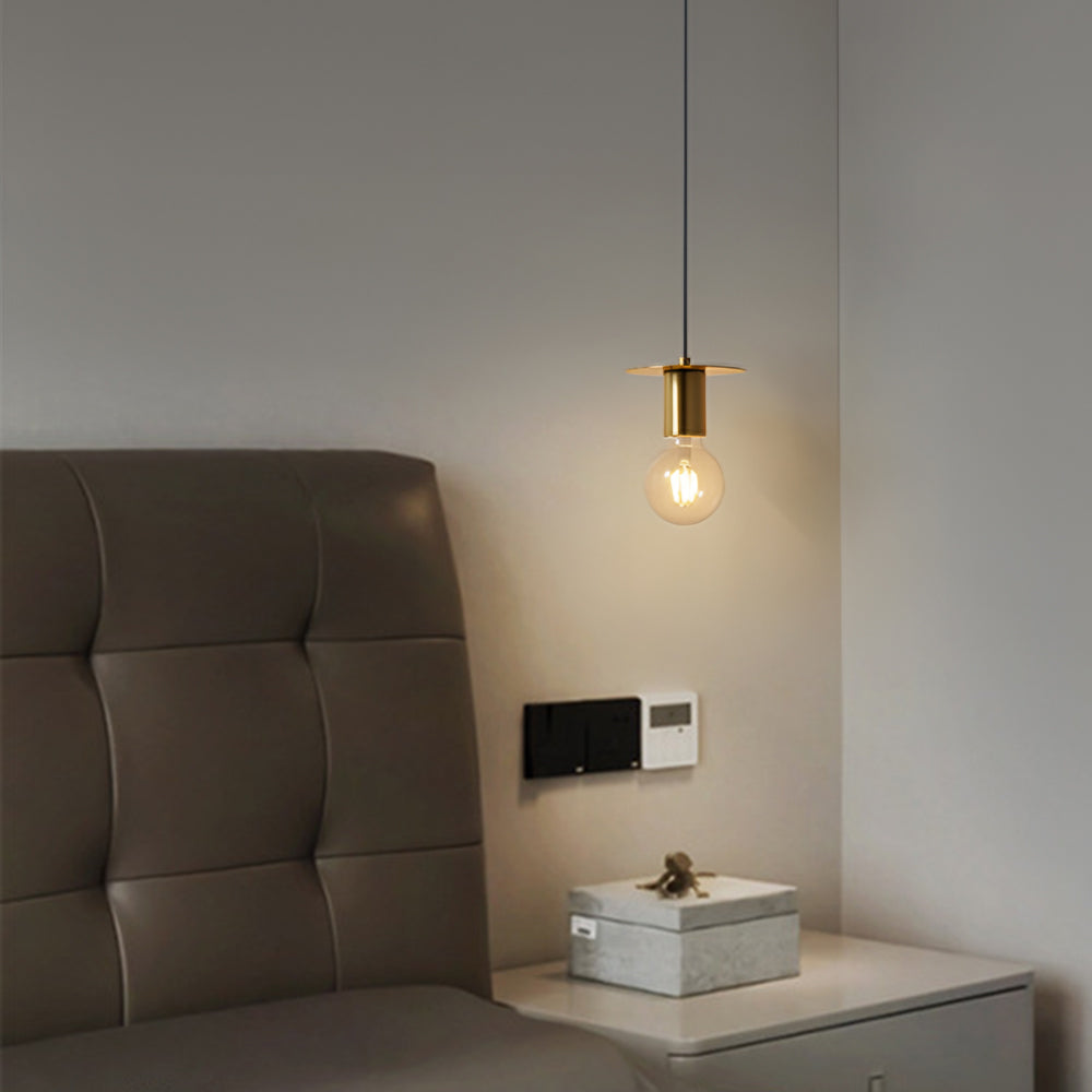 Jemibal Modern Simple Pendant Light Copper Walnut Bedroom Dining Room