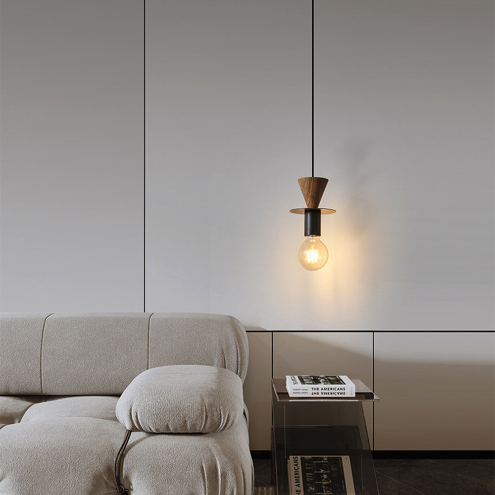 Jemibal Modern Simple Pendant Light Copper Walnut Bedroom Dining Room