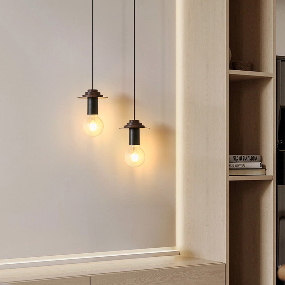 Jemibal Modern Simple Pendant Light Copper Walnut Bedroom Dining Room