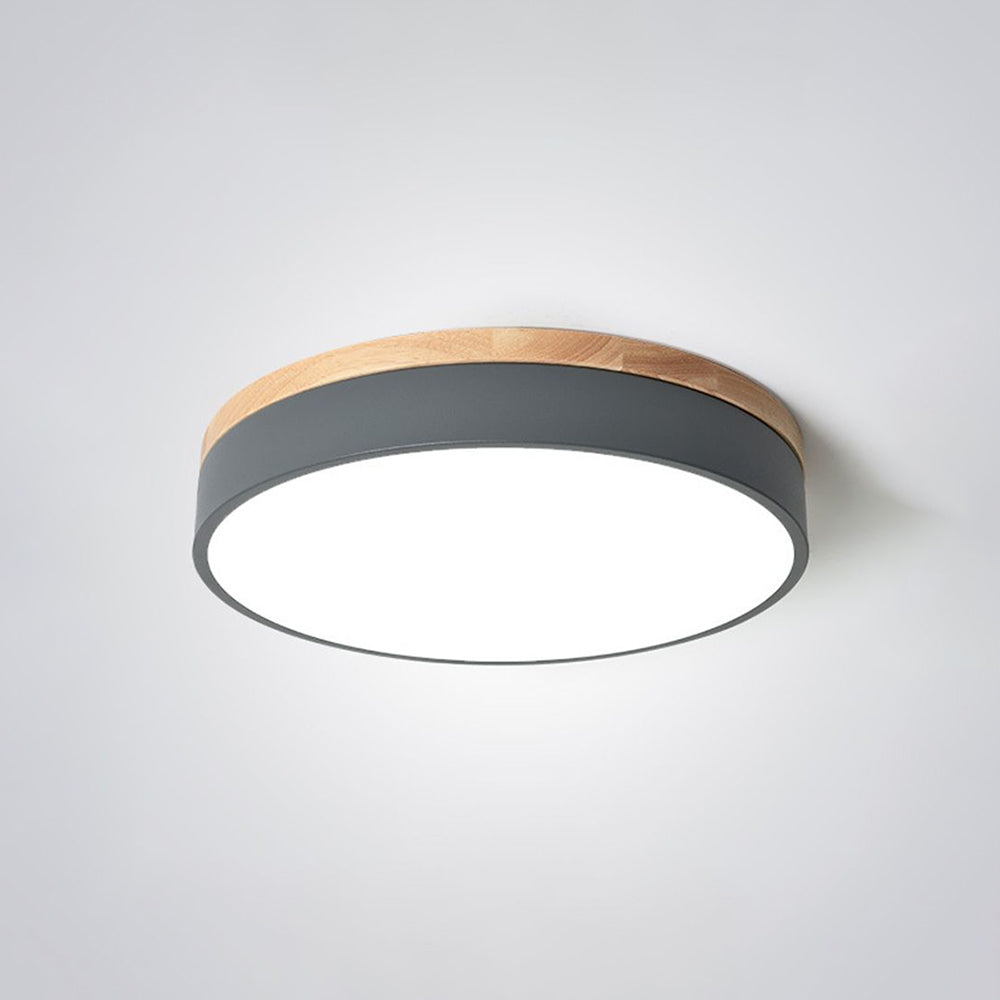 Losupak Nordic LED Round Flush Mount Ceiling Light Wood Color