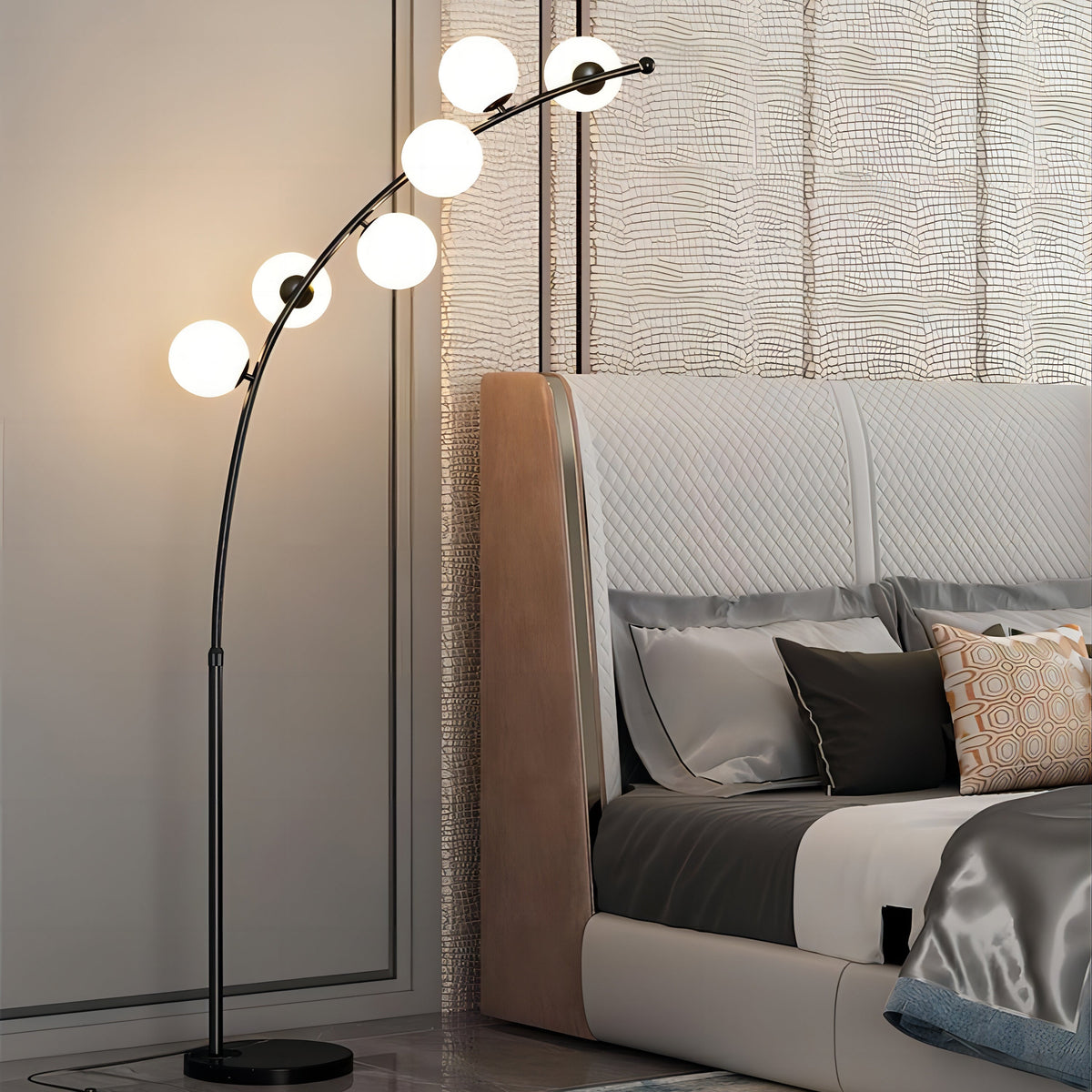 Zubivul Modern Arc Multi Head Bubble Floor Lamp Black/Gold